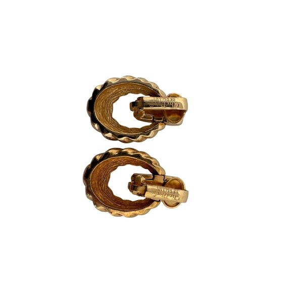 Christian Dior Vintage Gold-Tone Twisted Hoop Clip-On Earrings – Made in Germany - Picture 3 of 4